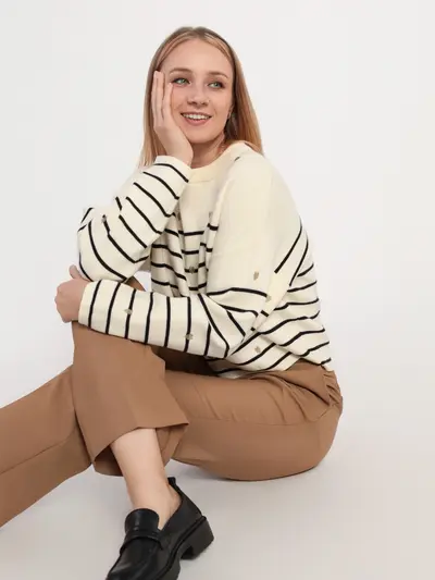 Джемпер укороченный из смесовой вискозы в полоску